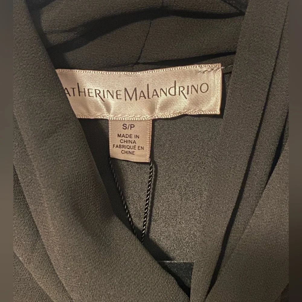 Catherine Malandrino Elegant Black Tie-Neck Blouse Sheer Sleeve Small - Picture 5 of 9